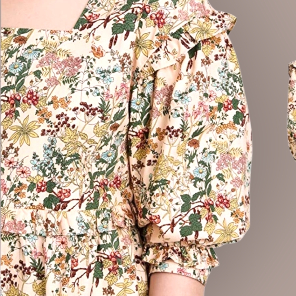 Meadows x Tuckernuck Daphne Mini Babydoll Puff Sleeve Dress In Wildflower Floral - Picture 4 of 13